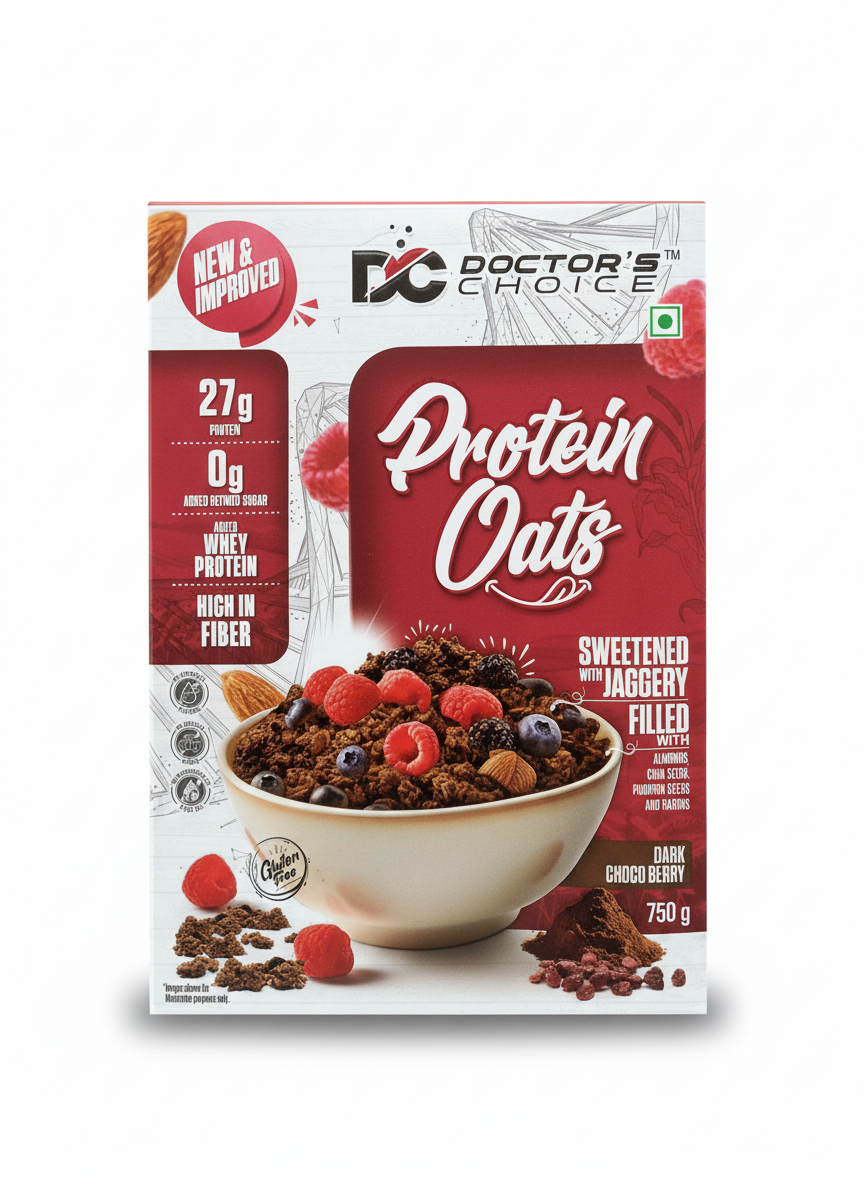 Doctor`S Choice Protein Oats 750 Gm Dark Choco Berry - front