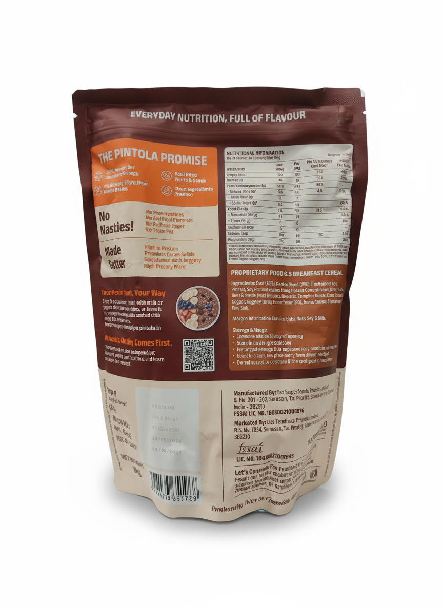 Pintola High Protein Oats 1 Kg Chocolate - back