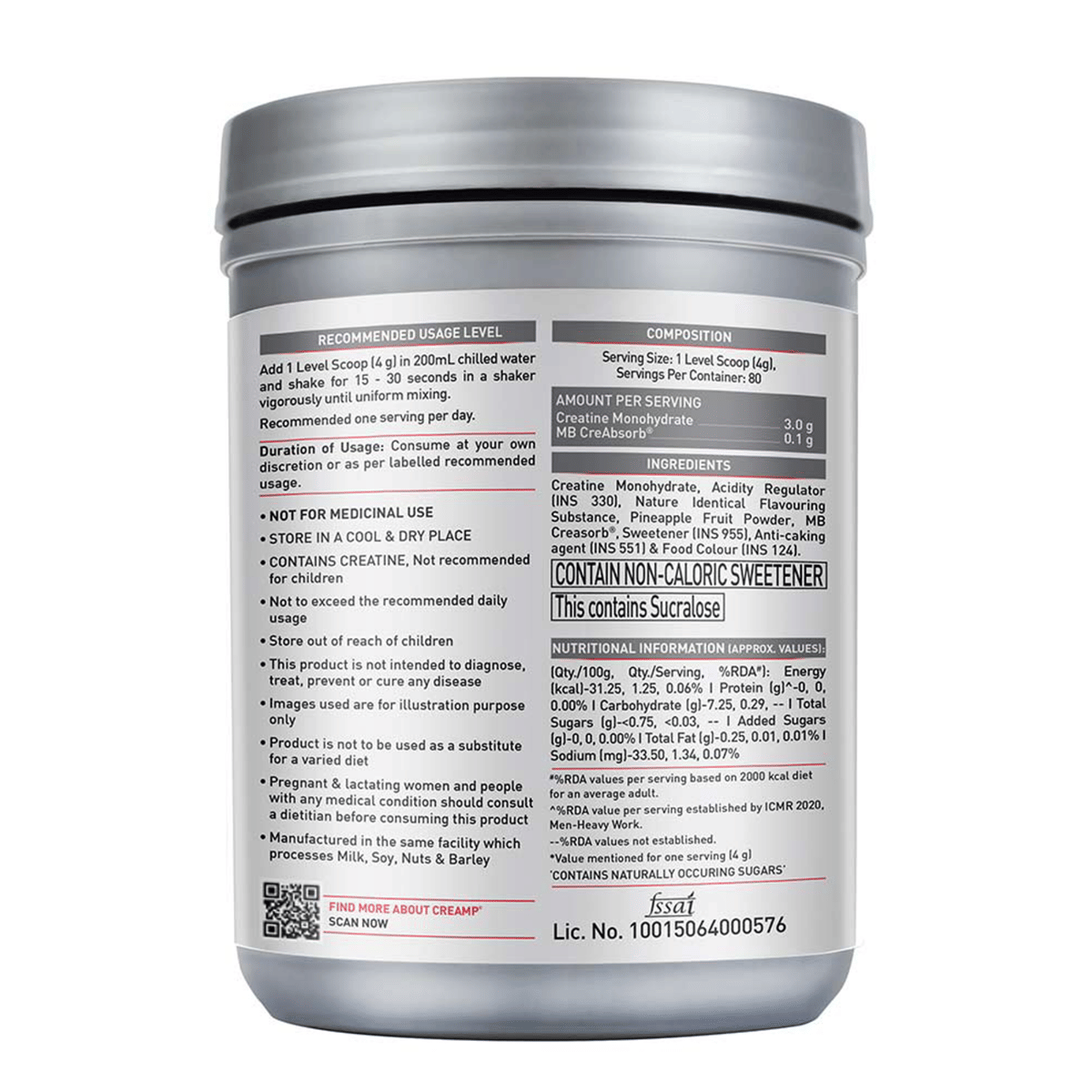 MUSCLEBLAZE CREAMP CREATINE 320 GM CANDY RUSH