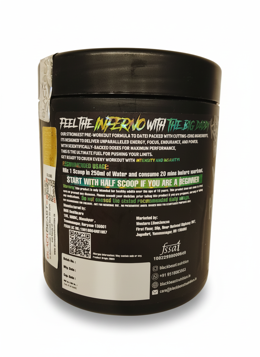 Blackbeast The Big Daddy Inferno Pre Workout 300 Gm Zombie Juice - back