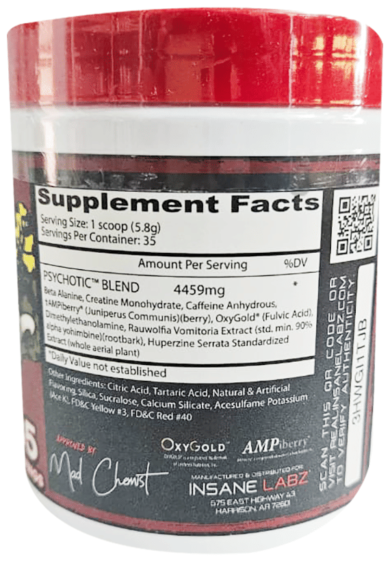 INSANE LABZ PSYCHOTIC PRE-WORKOUT 204 GM HAWAIIAN ORANGE