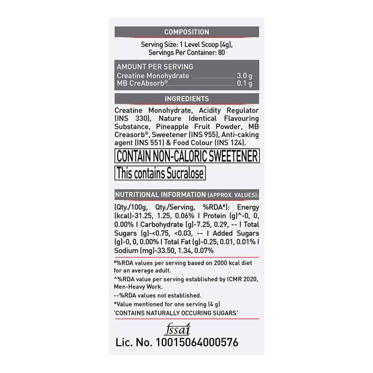 MUSCLEBLAZE CREAMP CREATINE 320 GM CANDY RUSH