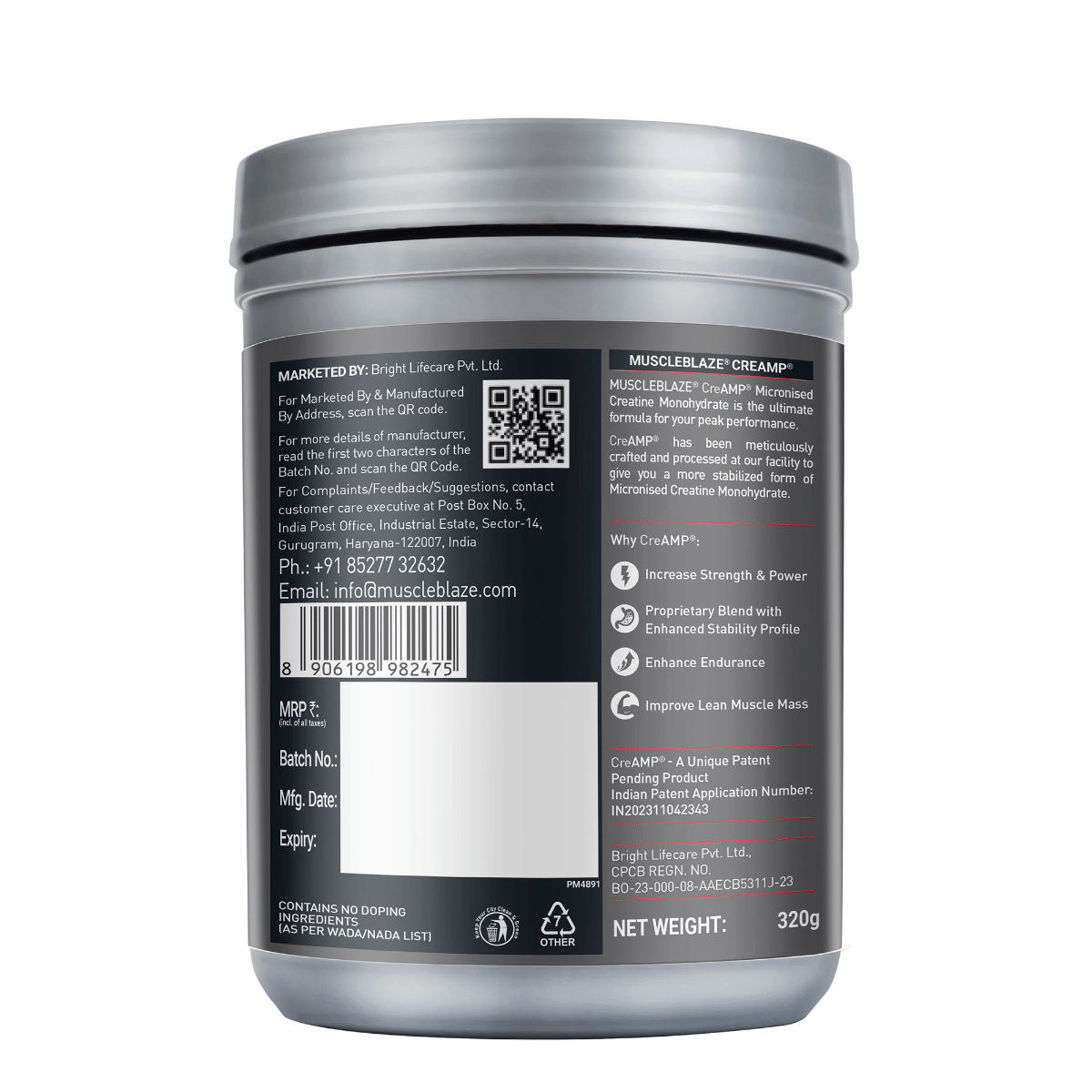 MUSCLEBLAZE CREAMP CREATINE 320 GM LYCHEE SWIRL