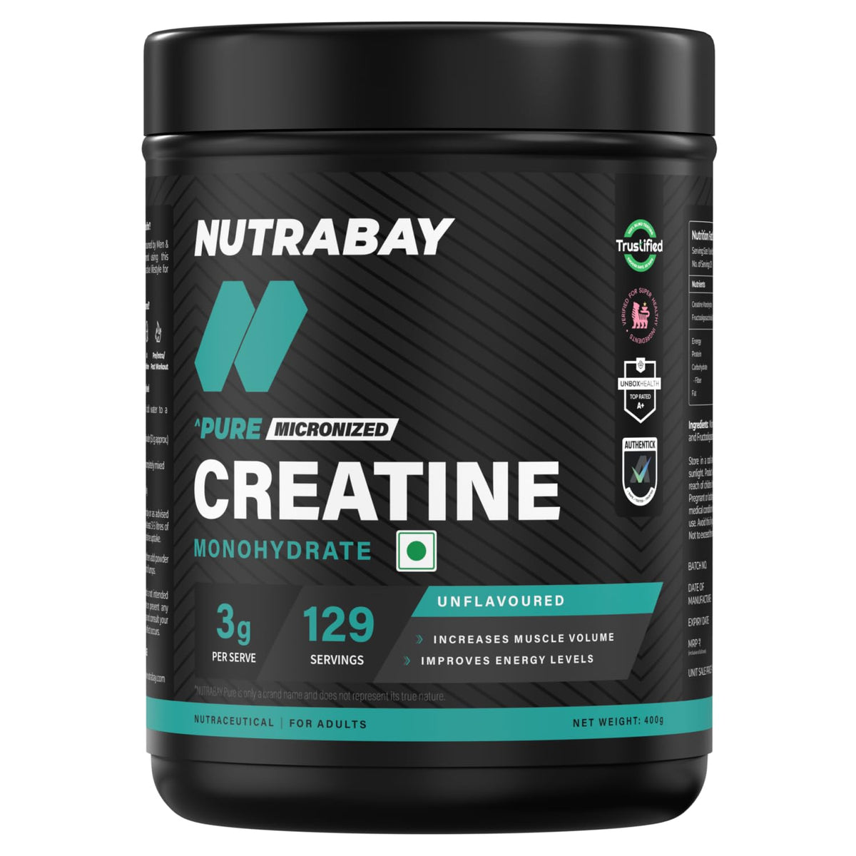 NUTRABAY PURE CREATINE MONOHYDRATE MICRONIZED 400 GM UNFLAVOURED