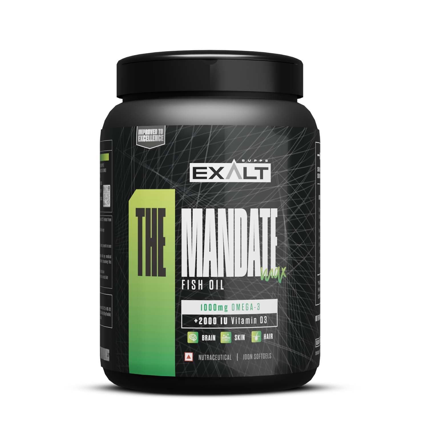 Exalt Supps The Mandate Fish Oil 1000mg DHA Per Serve | 100 Softgels | Enhances Cardiovascular Health | Pure | No Fish After Taste