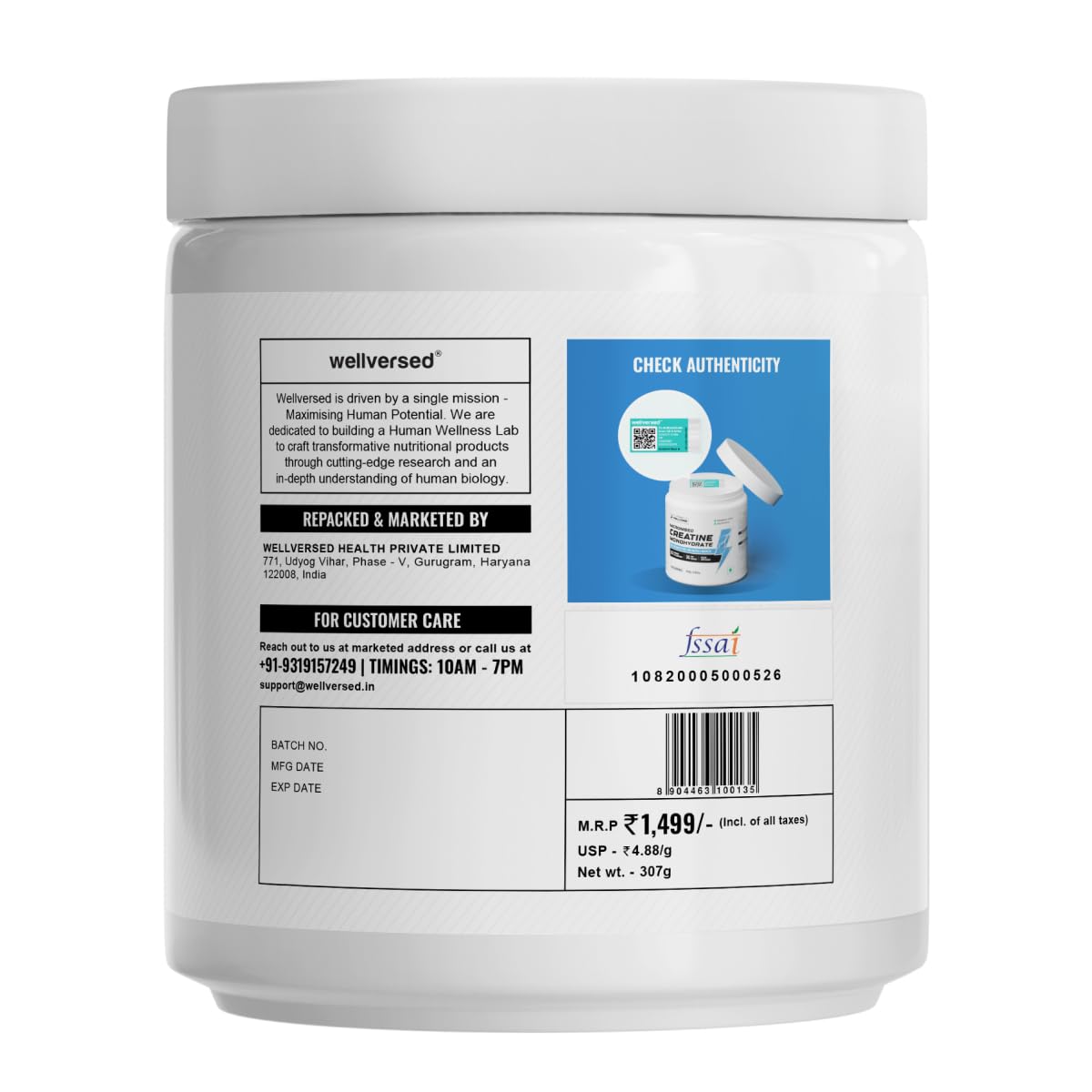 Wellcore - Pure Micronised Creatine Monohydrate Powder | Tropical Tango (307g, 83 Servings) | Rapid Absorption | Enhanced Muscle Strength & Power | Fast Recovery | Increased Muscle Mass
