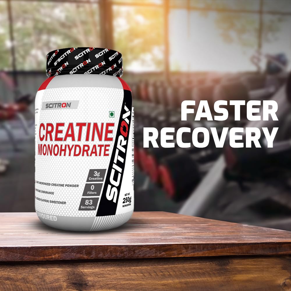 Scitron Creatine Monohydrate 250 g (83 Servings, 3g Creatine, 0 Fillers, No Flavors & Sweeteners, Increase Endurance)