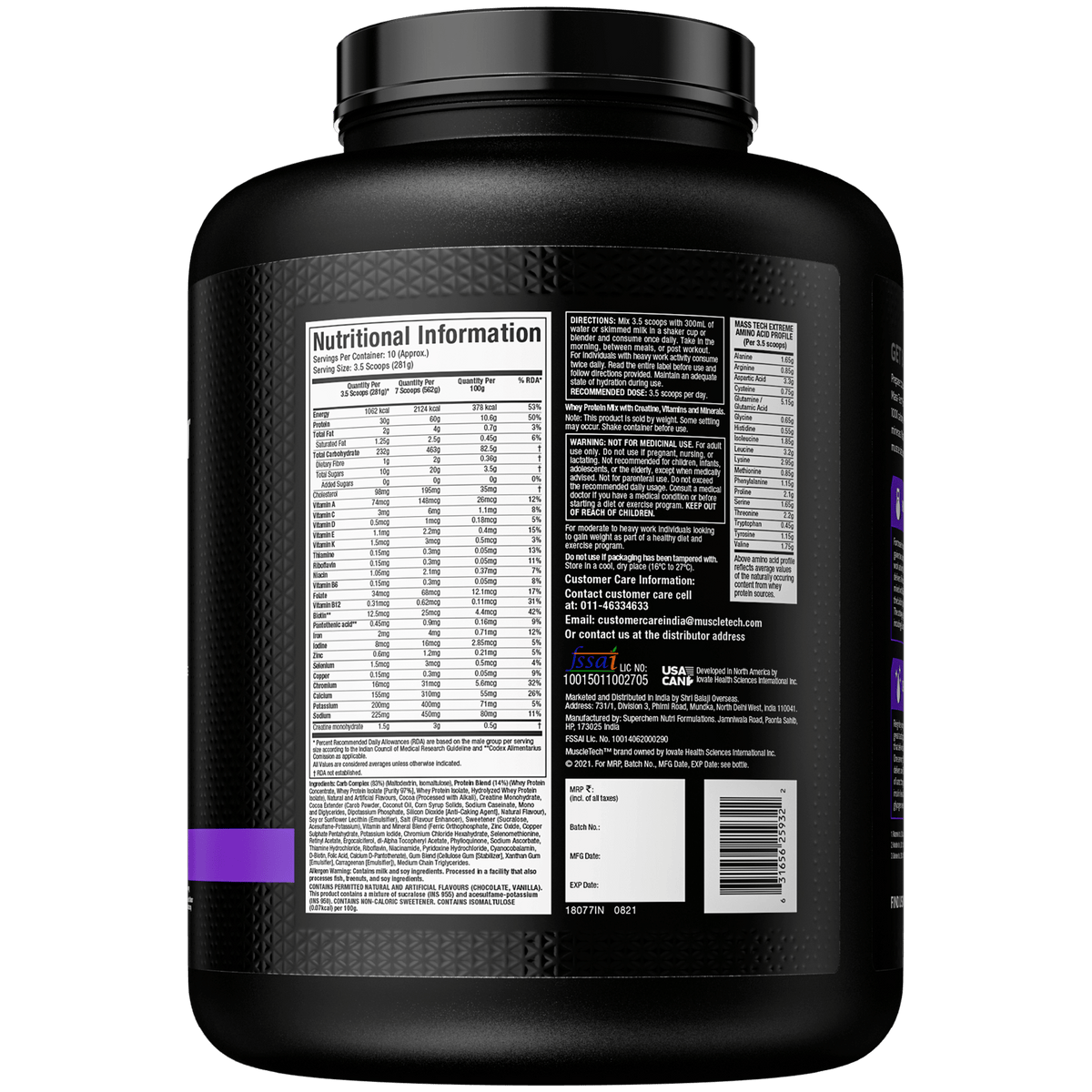 Muscletech Mass Tech Extreme 2000 3 Kg Triple Chocolate Brownie
