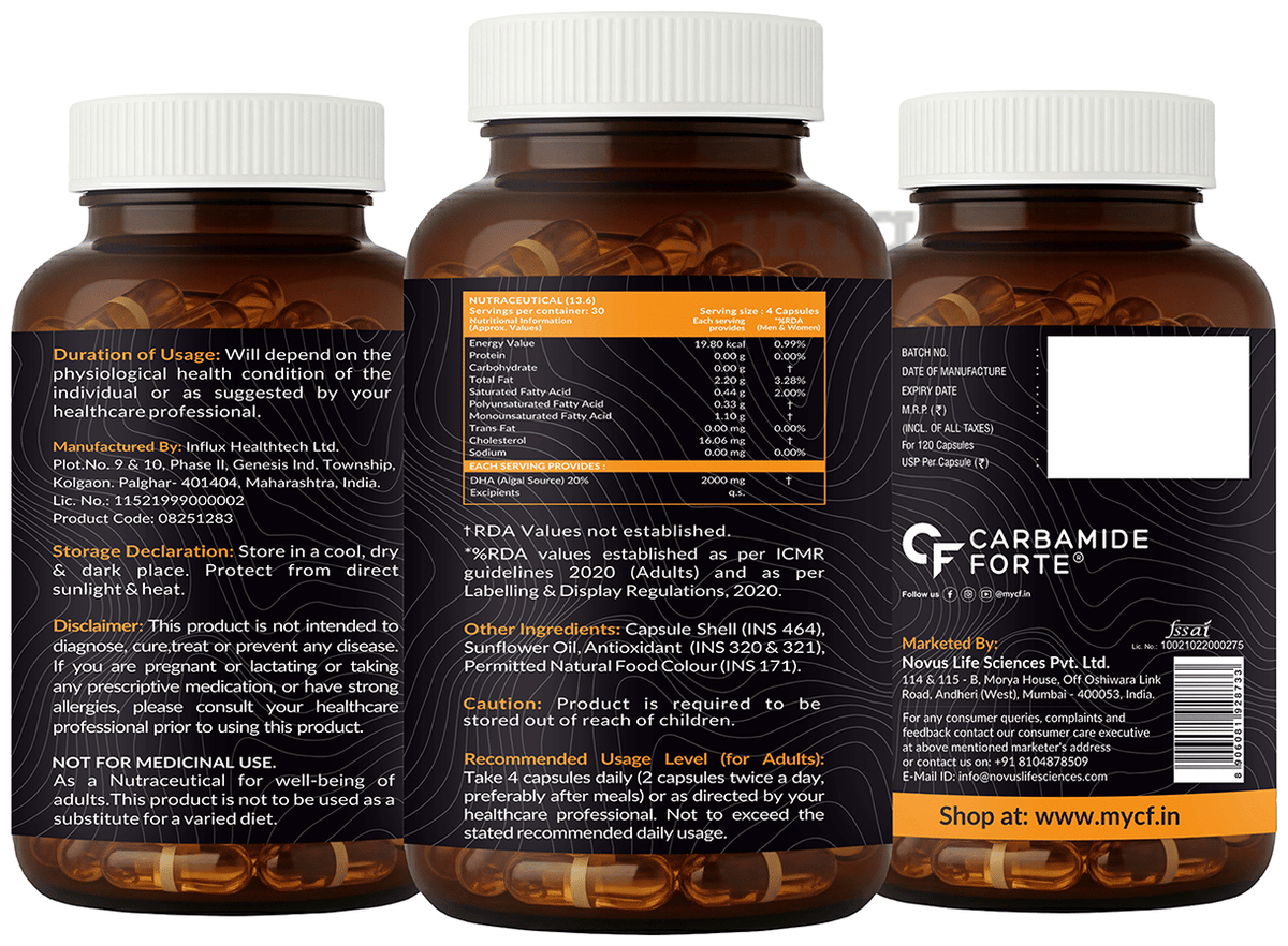 CARBAMIDE FORTE OMEVEG-ULTRA OMEGA-3 VEGETARIAN 2000 MG 120 CAPSULES