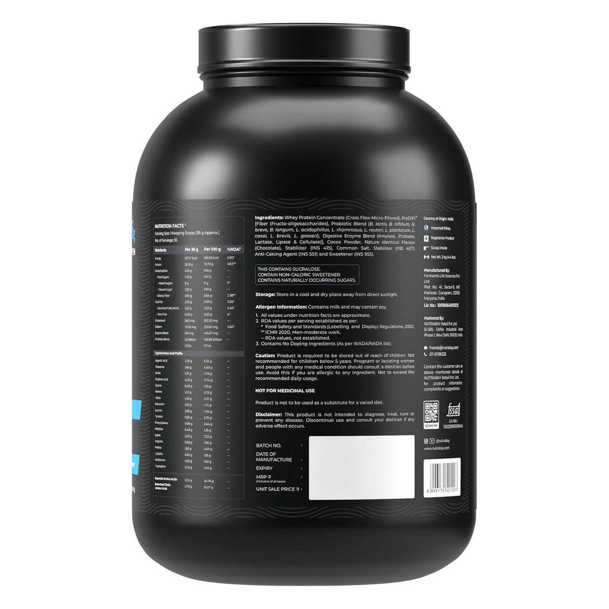 NUTRABAY BIOABSORB WHEY PROTEIN 2 KG MILK CHOCOLATE