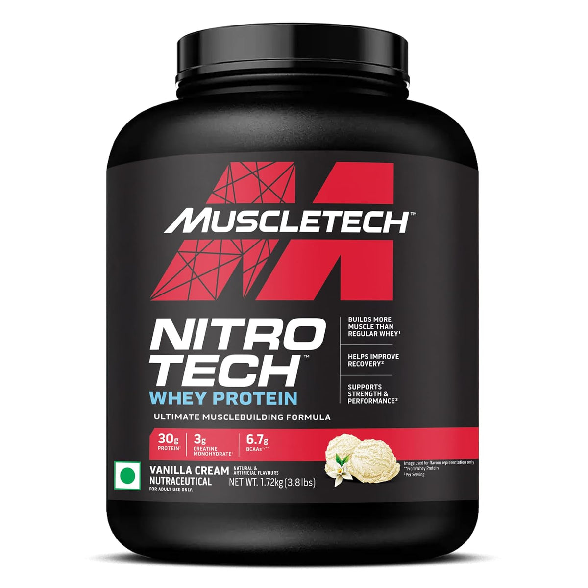 MUSCLETECH NITROTECH WHEY PROTEIN 1.72 KG VANILLA CREAM