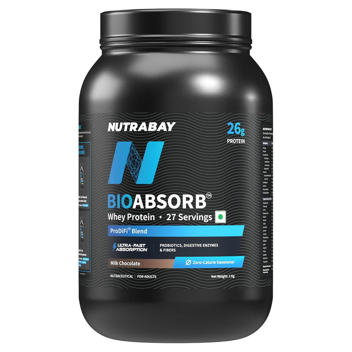 NUTRABAY BIOABSORB WHEY PROTEIN 1 KG MILK CHOCOLATE