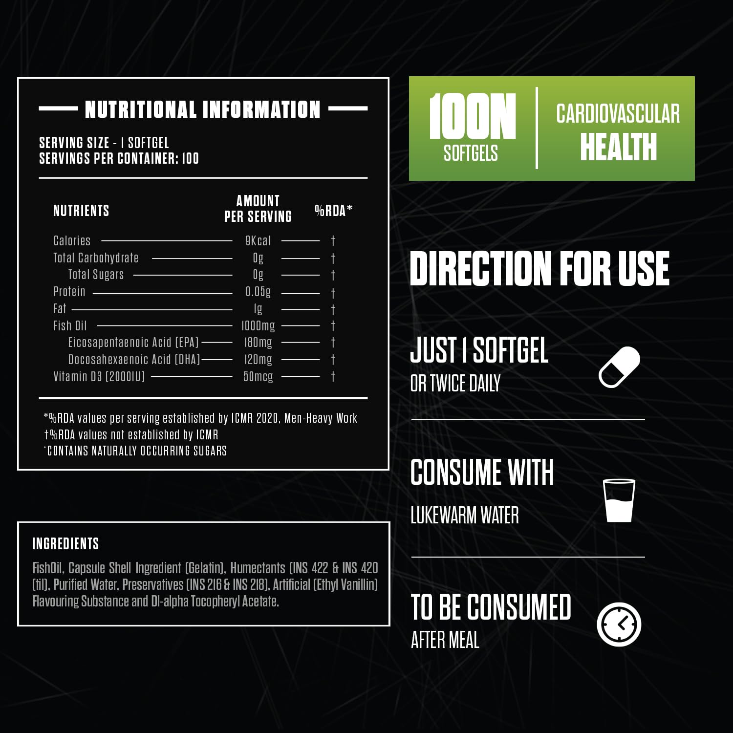 Exalt Supps The Mandate Fish Oil 1000mg DHA Per Serve | 100 Softgels | Enhances Cardiovascular Health | Pure | No Fish After Taste