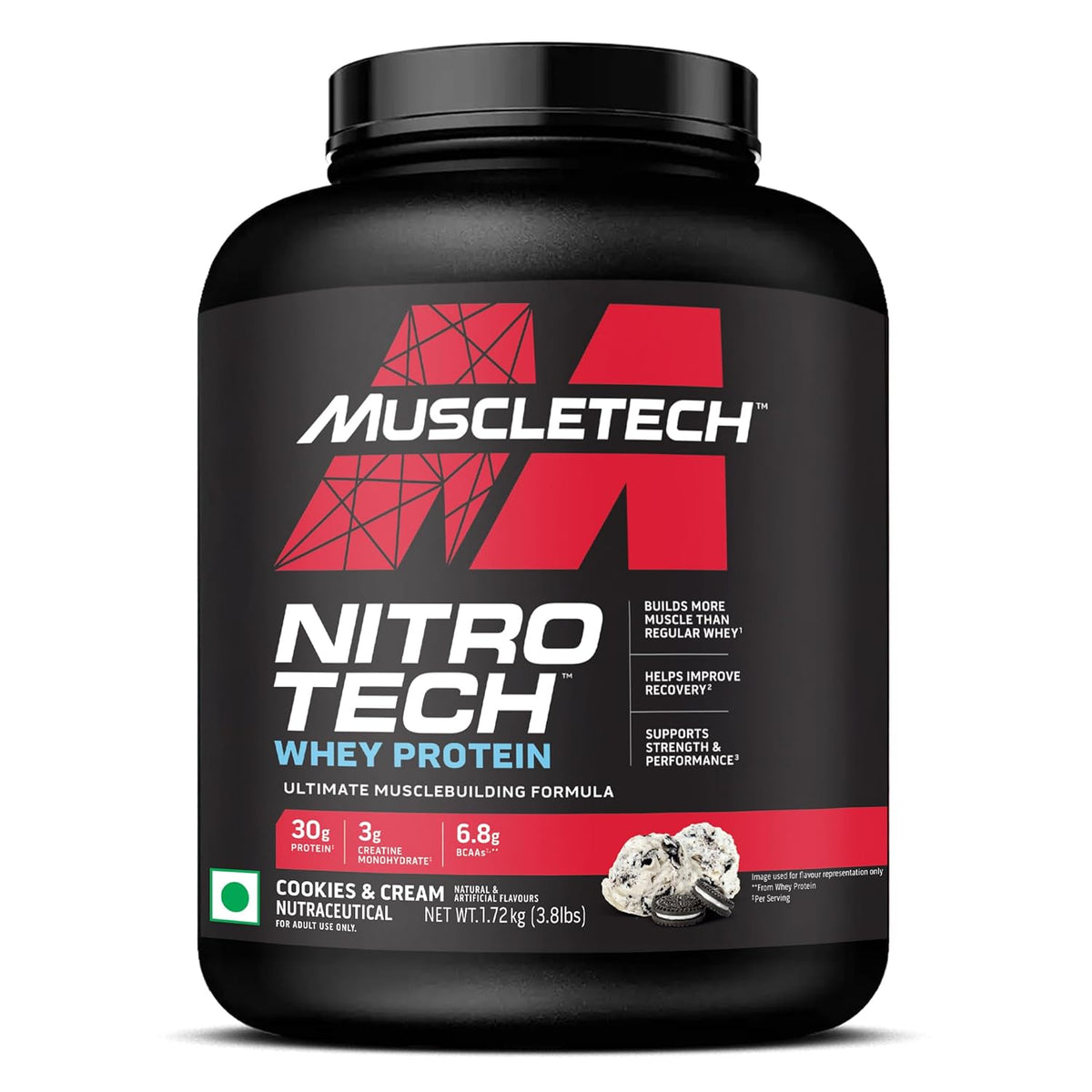 MUSCLETECH NITROTECH WHEY PROTEIN 1.72 KG COOKIES & CREAM