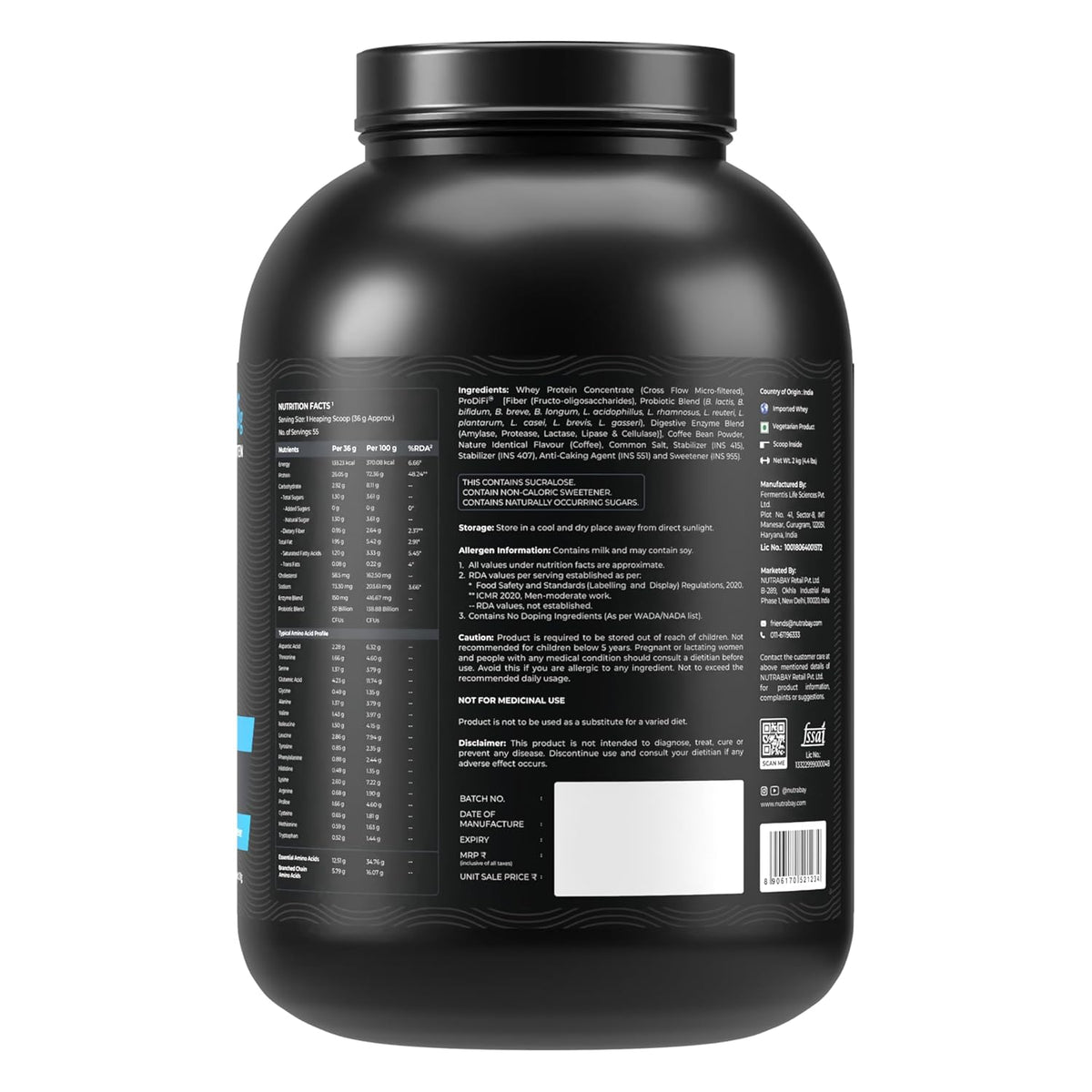 NUTRABAY BIOABSORB WHEY PROTEIN 2 KG DALGONA COFFEE