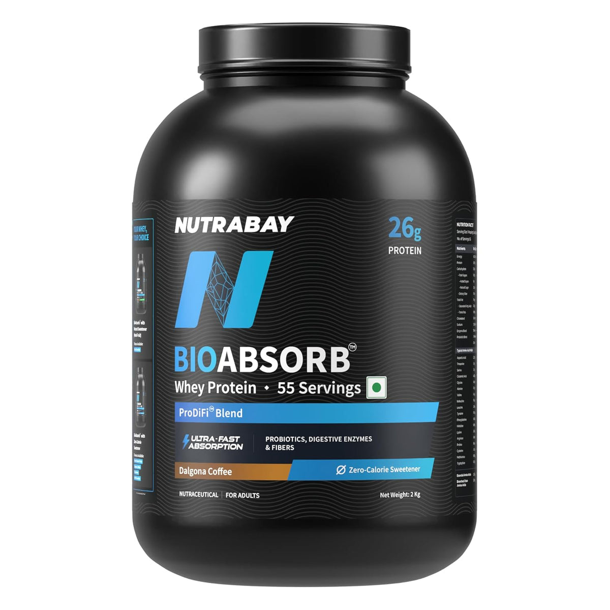 NUTRABAY BIOABSORB WHEY PROTEIN 2 KG DALGONA COFFEE