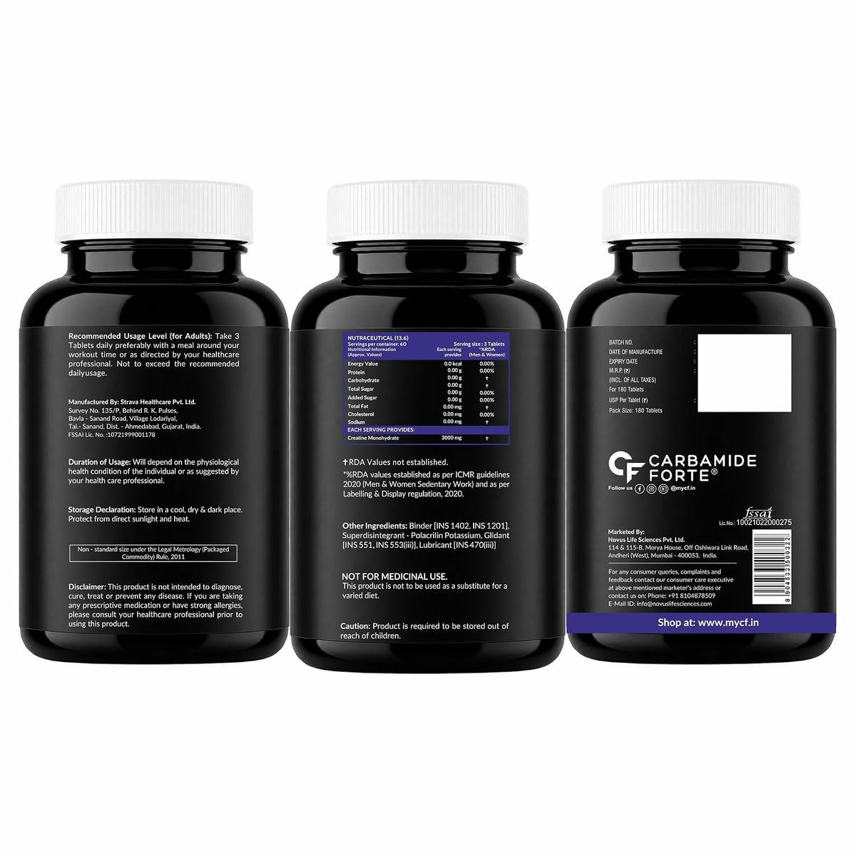 CARBAMIDE FORTE MICRONIZED CREATINE MONOHYDRATE 3000 MG 180 TABLETS
