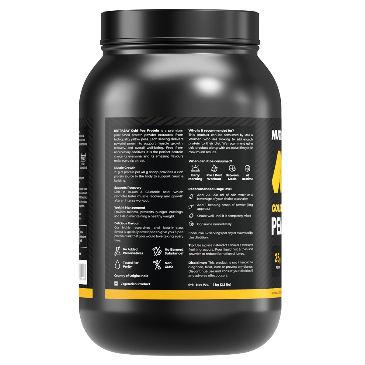 NUTRABAY GOLD HYDROLYZED PEA PROTEIN 1 KG RICH CHOCOLATE CREME