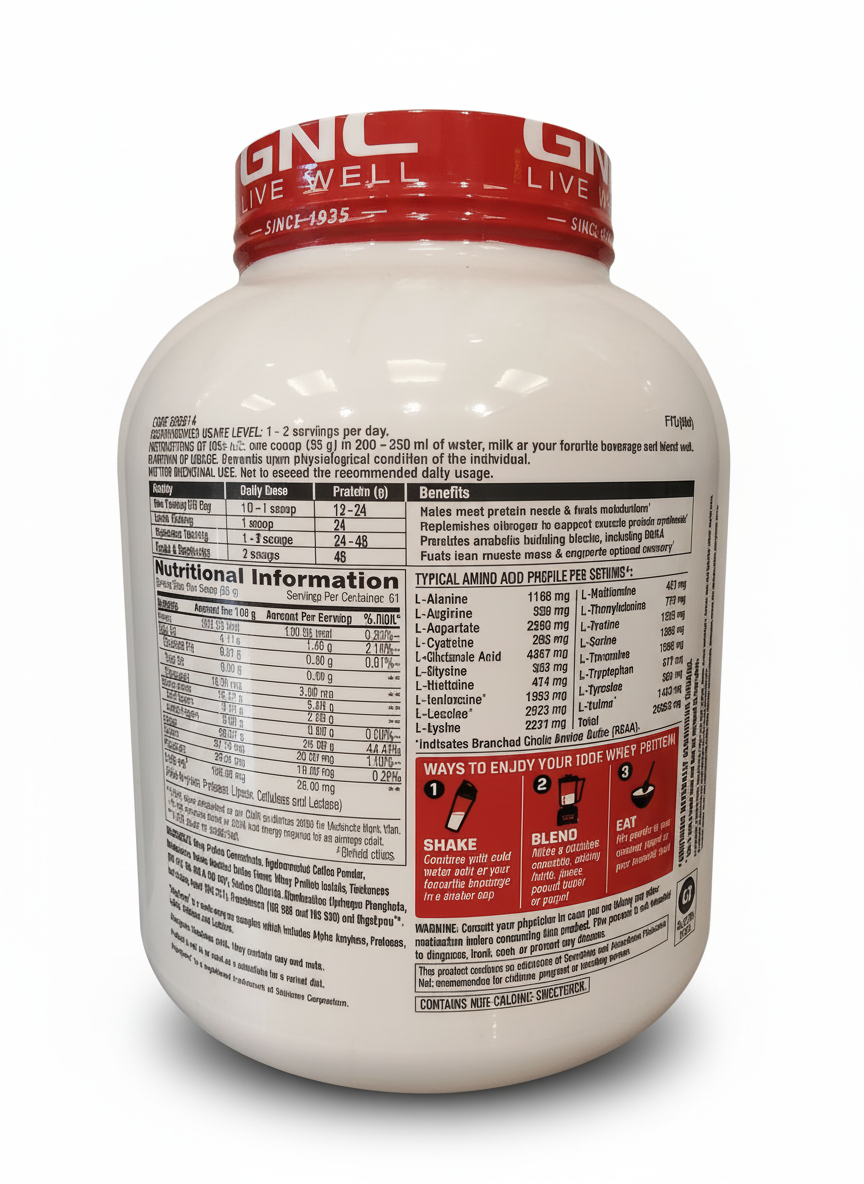 Gnc Pro Performance 100% Whey 1.81 Kg Cafe Mocha - back