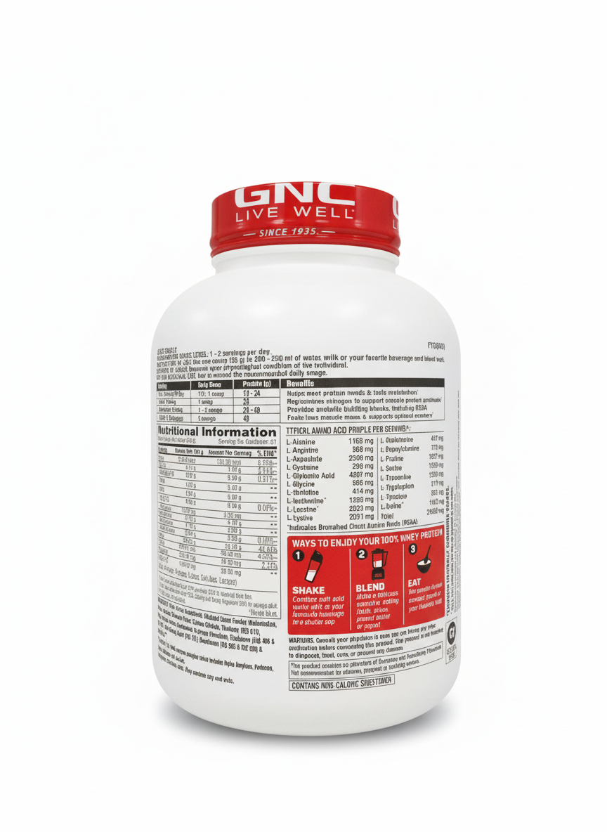 Gnc Pro Performance 100% Whey 1.81 Kg Chocolate Fudge - back