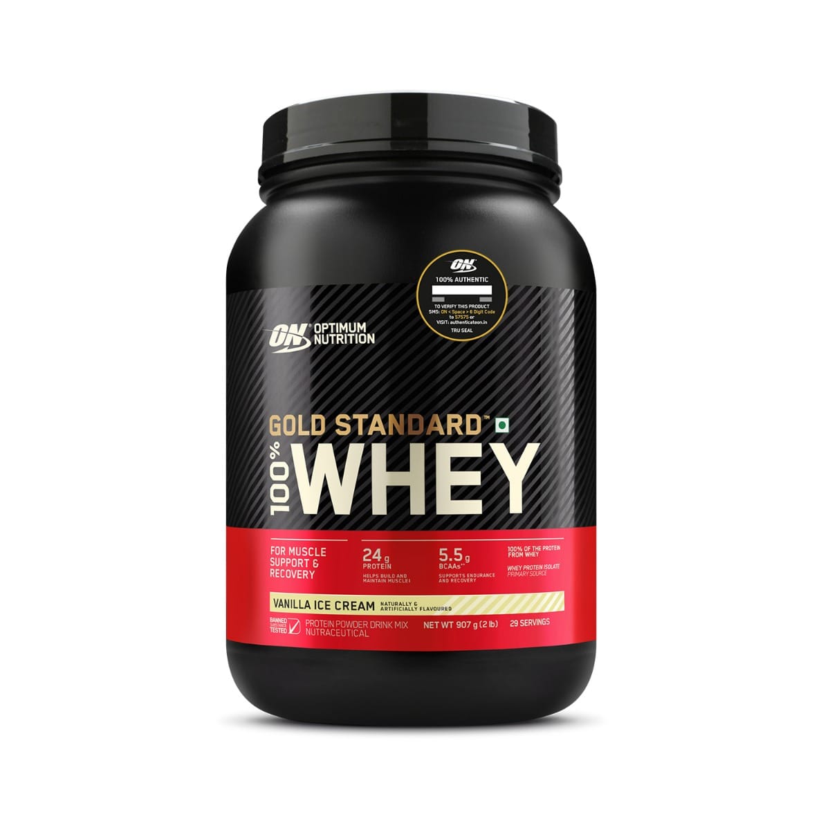 Optimum Nutrition Gold Standard 100% Whey 907 Gm Vanilla Ice Cream - front