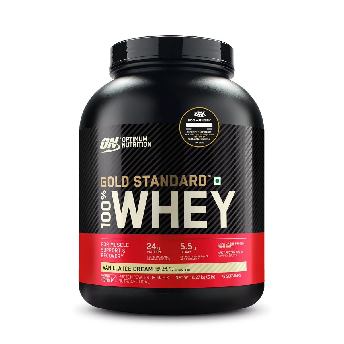 Optimum Nutrition Gold Standard 100% Whey 2.27 Kg Vanilla Ice Cream - front