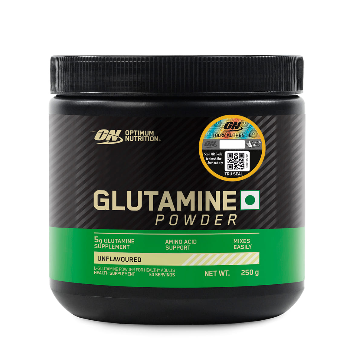 Optimum Nutrition Glutamine Powder 250 Gm Unflavoured - front