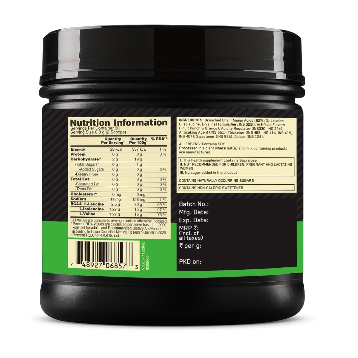 Optimum Nutrition Instantized BCAA 5000 250 Gm Fruit Punch