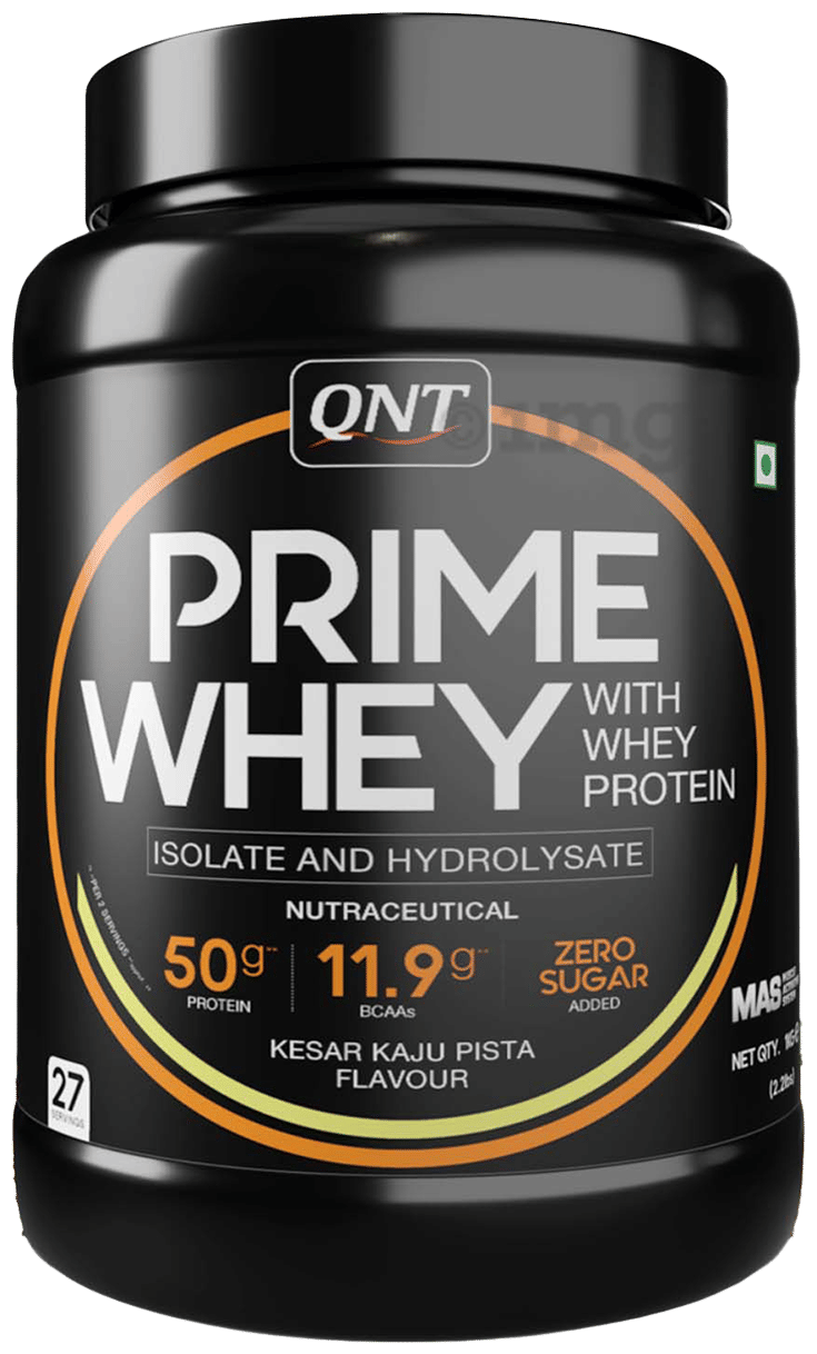 Qnt Prime Whey 1 Kg Kesar Kaju Pista - front