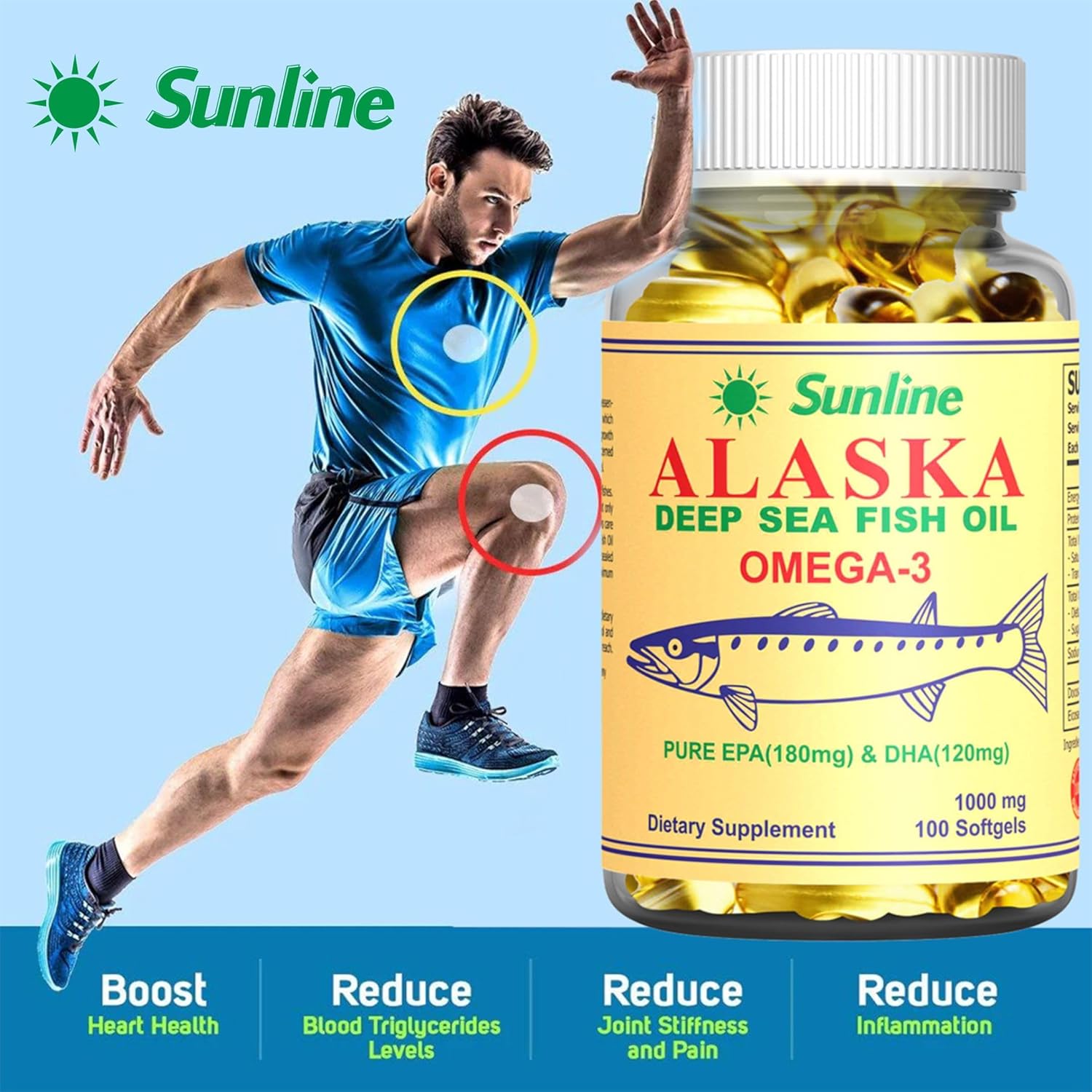Sunline Alaska Fish Oil Omega 3 100 Softgels 1000 Mg