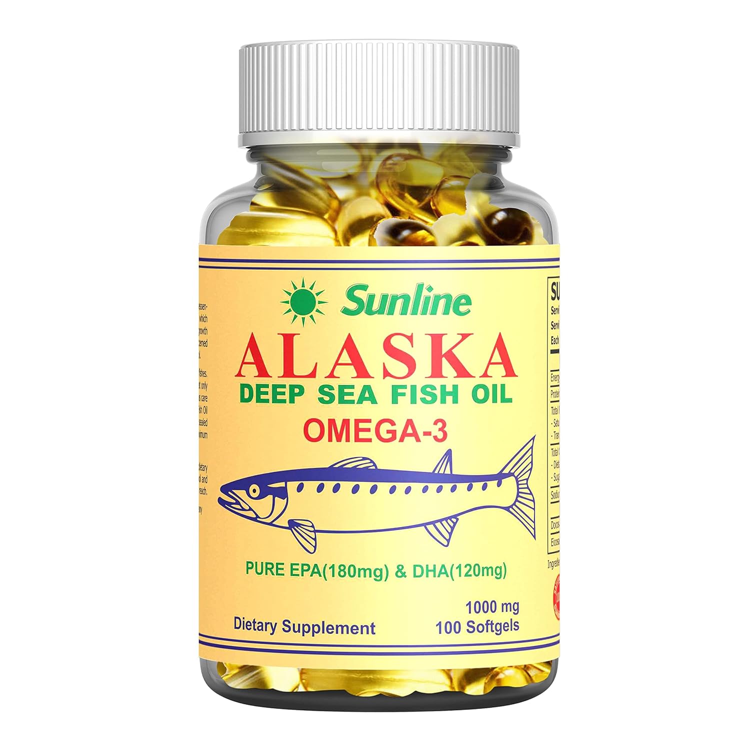 Sunline Alaska Fish Oil Omega 3 100 Softgels 1000 Mg