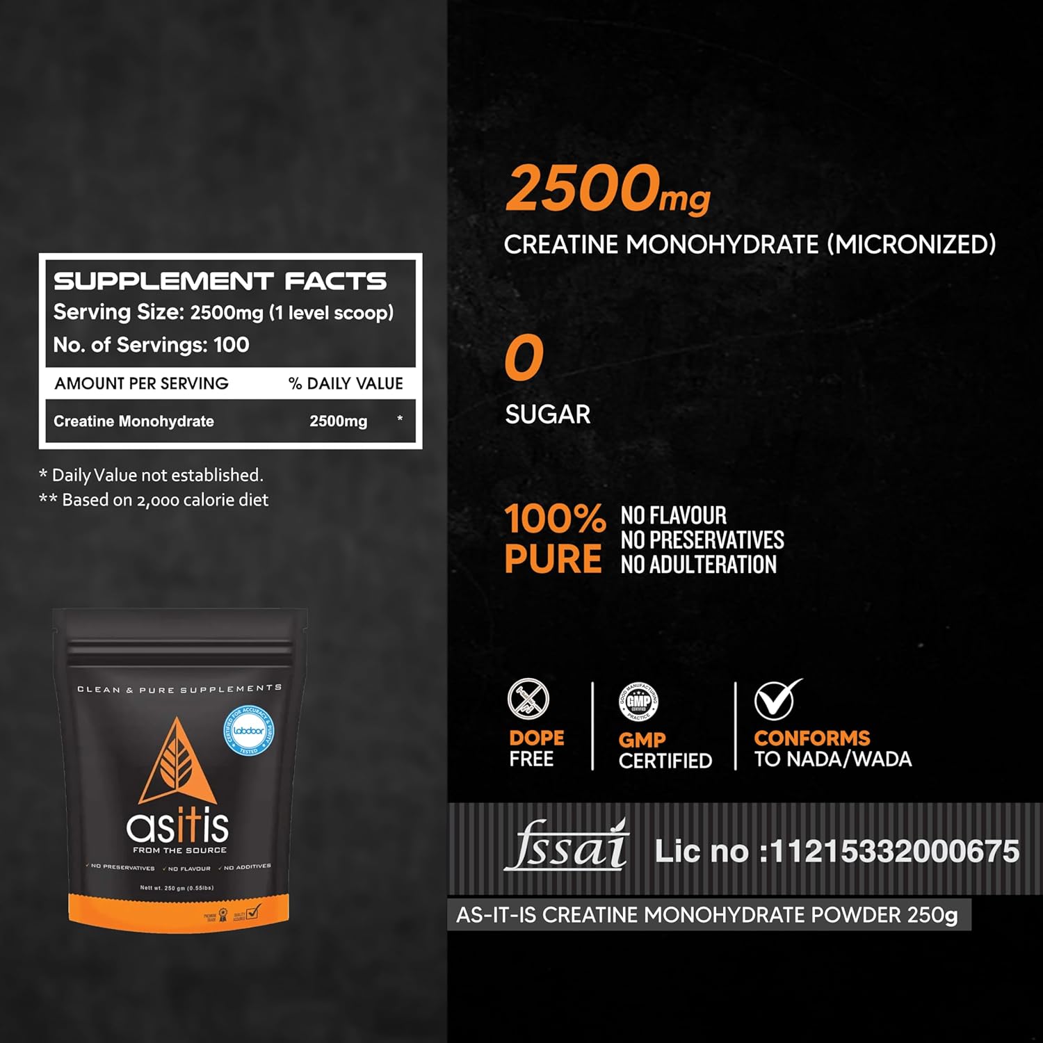 ASITIS CREATINE MONOHYDRATE 250 GM