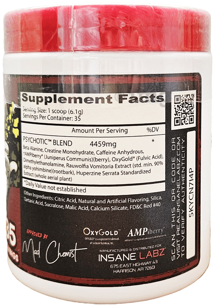 Insane Labz Psychotic Pre-Workout 214 Gm Watermelon