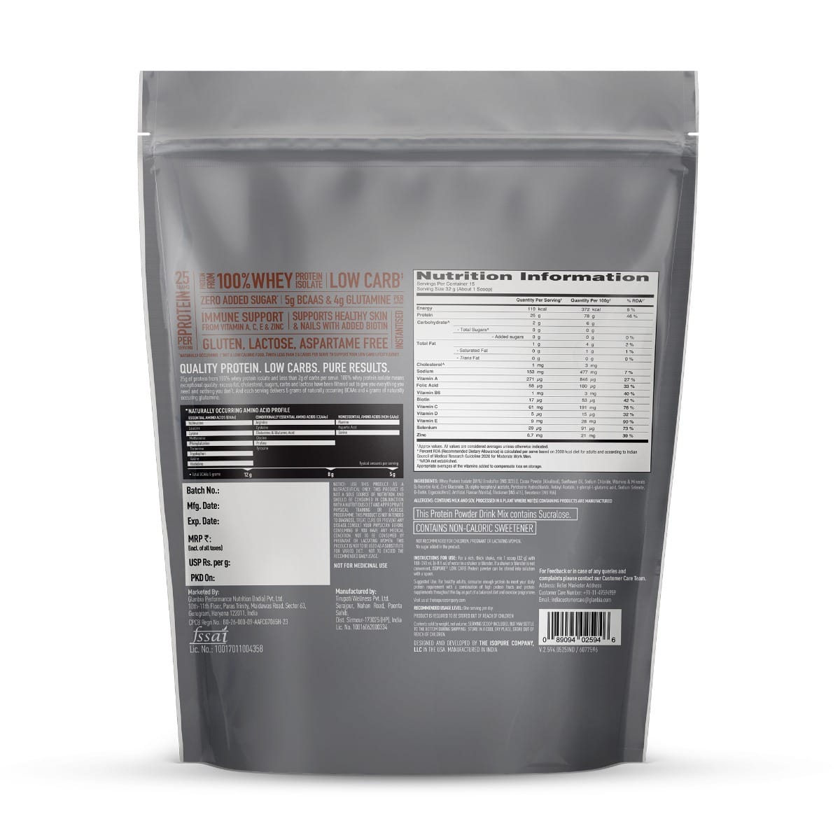 Isopure Low Carb Protein 500 Gm Dutch Chocolate