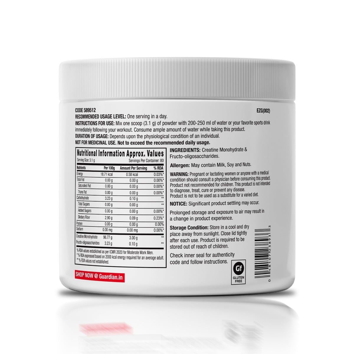GNC Pro Performance Creatine 250 Gm Unflavored
