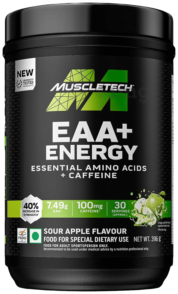 Muscletech EAA+Energy 396 Gm Sour Apple - front