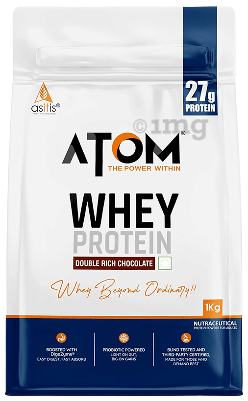 Asitis Atom Whey Protein 1 Kg Double Rich Chocolate - front