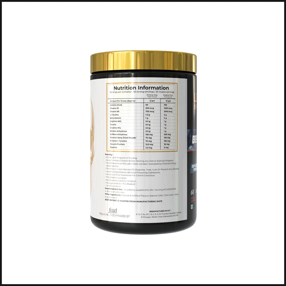 LEGENDARY SPORTS NUTRITION OVERDOSE PRE-WORKOUT 300 GM CITRUS BLAST