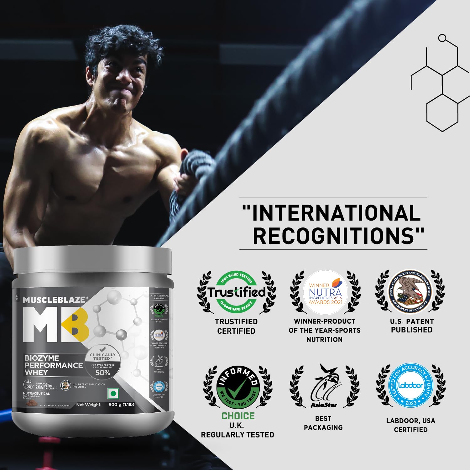 MuscleBlaze Biozyme Performance Whey 500G Rich Chocolate image 3