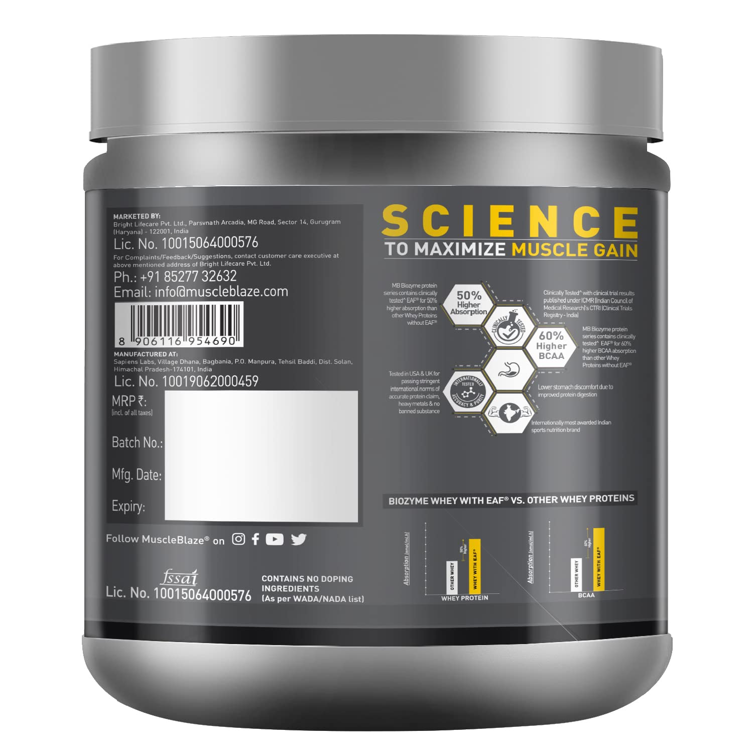 MuscleBlaze Biozyme Performance Whey 500G Rich Chocolate image 1