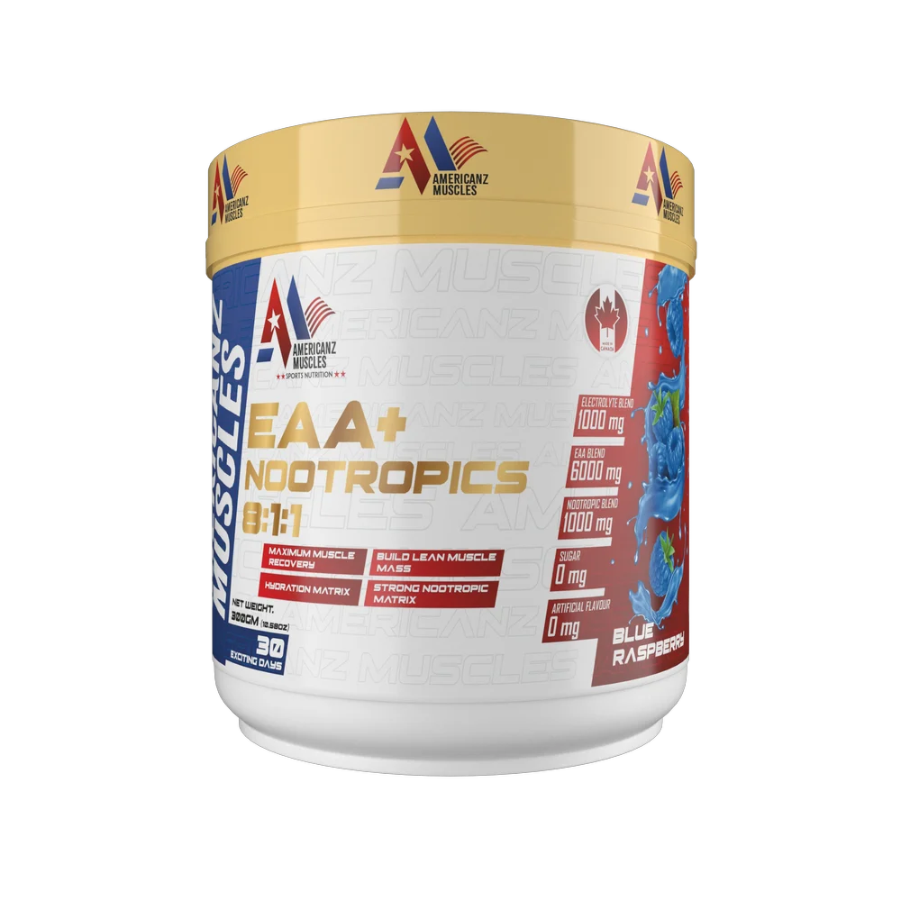 AMERICANZ MUSCLES EAA+NOOTROPICS 8:1:1 300 GM BLUE RASPBERRY