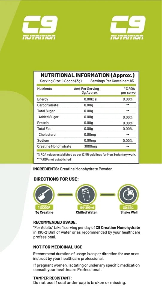 C9 Nutrition Creatine 100 Gm Unfalvoured