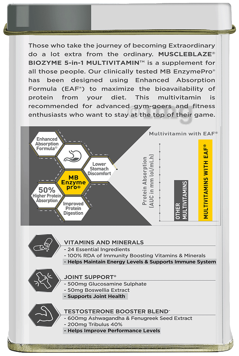 Muscleblaze Biozyme 5-In-1 Multivitamin 90 Tablets