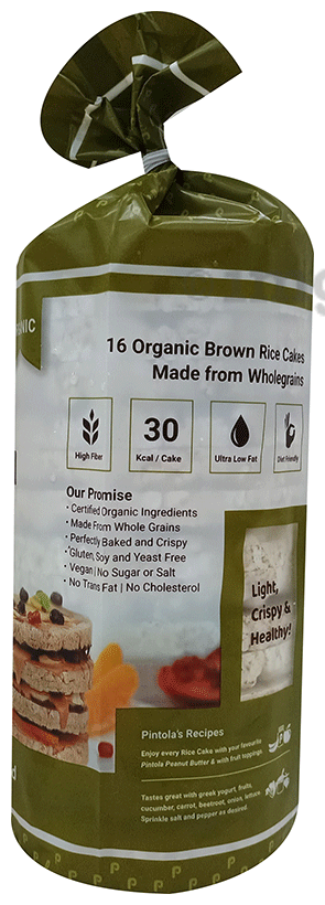 PINTOLA WHOLEGRAIN BROWN RICE CAKE 130 GM ALL NATURAL UNSALTED