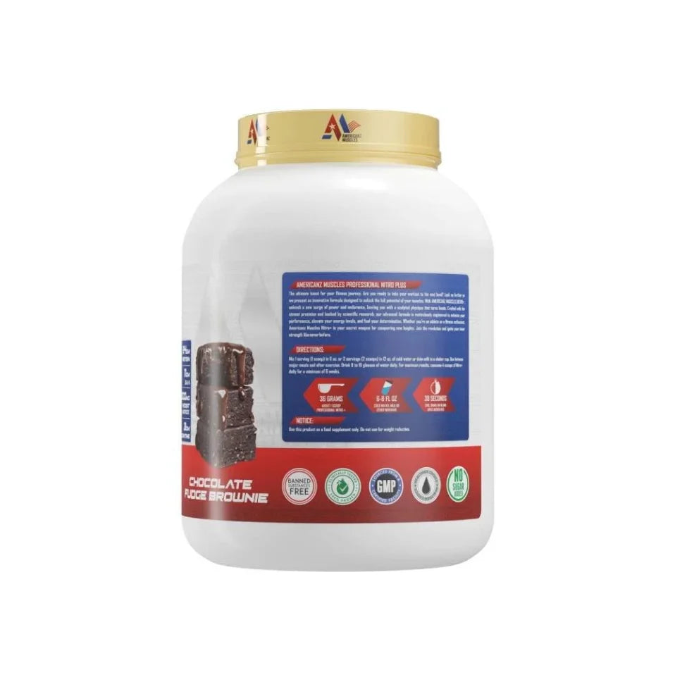 AMERICANZ MUSCLES PROFESSIONAL NITRO PLUS 1.81 KG CHOCOLATE FUDGE BROWNIE