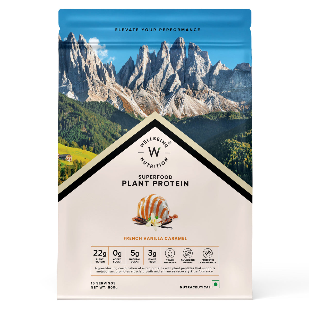 Wellbeing Nutrition Plant Protein 500g French Vanilla Caramel