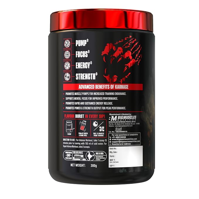 BIGMUSCLES KARNAGE KING OF PRE-WORKOUTS 300 GM ARCTIC BLAST