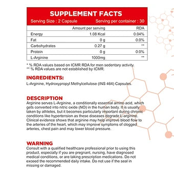 Muscle Gears Performance L-Arginine 60 Capsules
