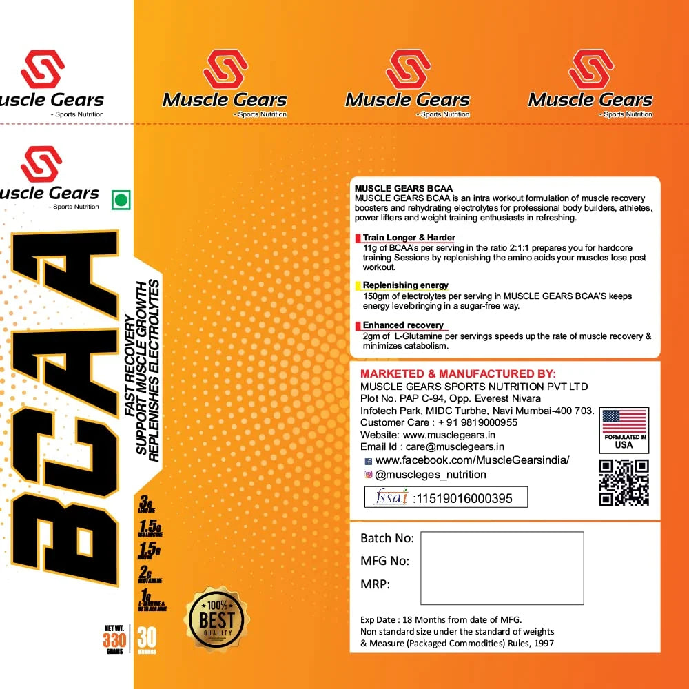 Muscle Gears BCAA 330 Gm Black Currant With Mint