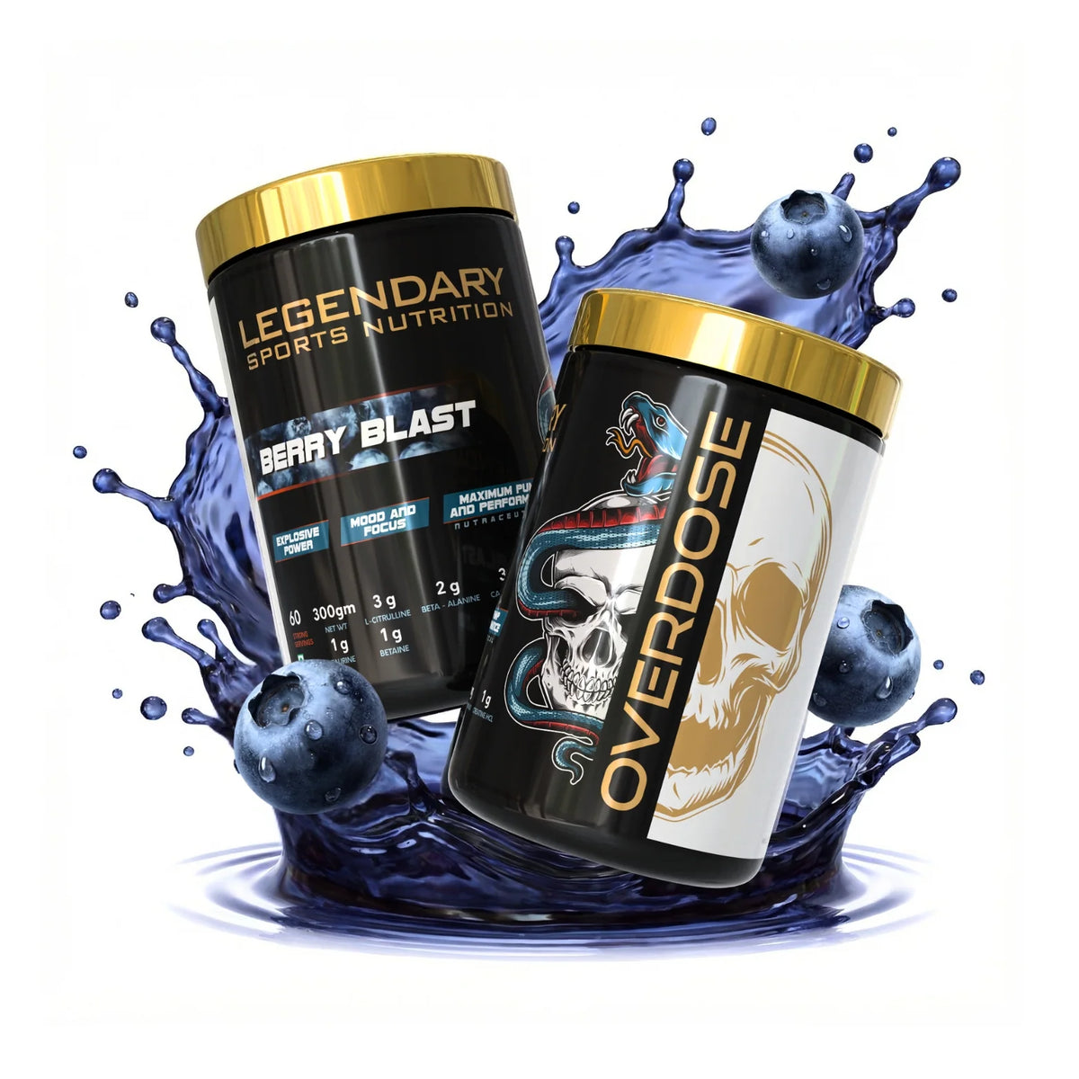 Legendary Sports Nutrition Overdose Pre-Workout 300 Gm Berry Blast - front